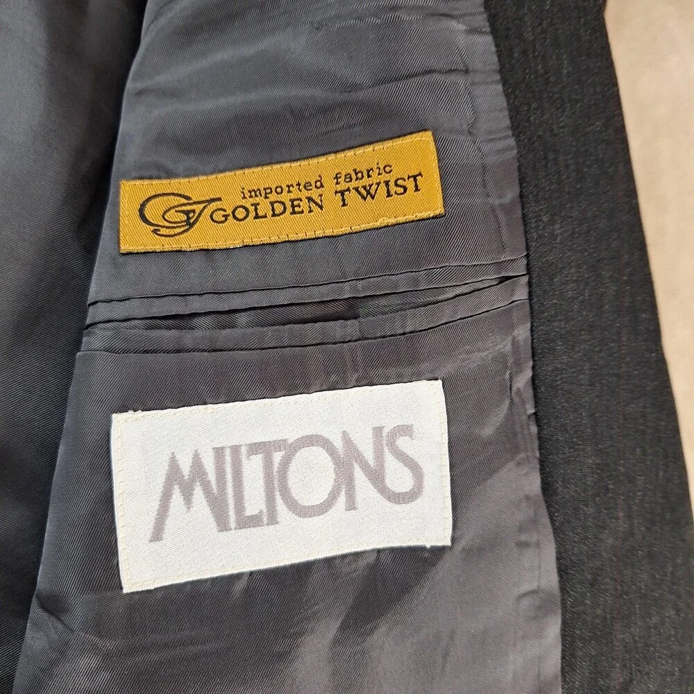 Jones New York Blazer Mens 44 Long Gray 100% Wool Ventless Pinstripe Suit Jacket